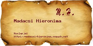 Madacsi Hieronima névjegykártya